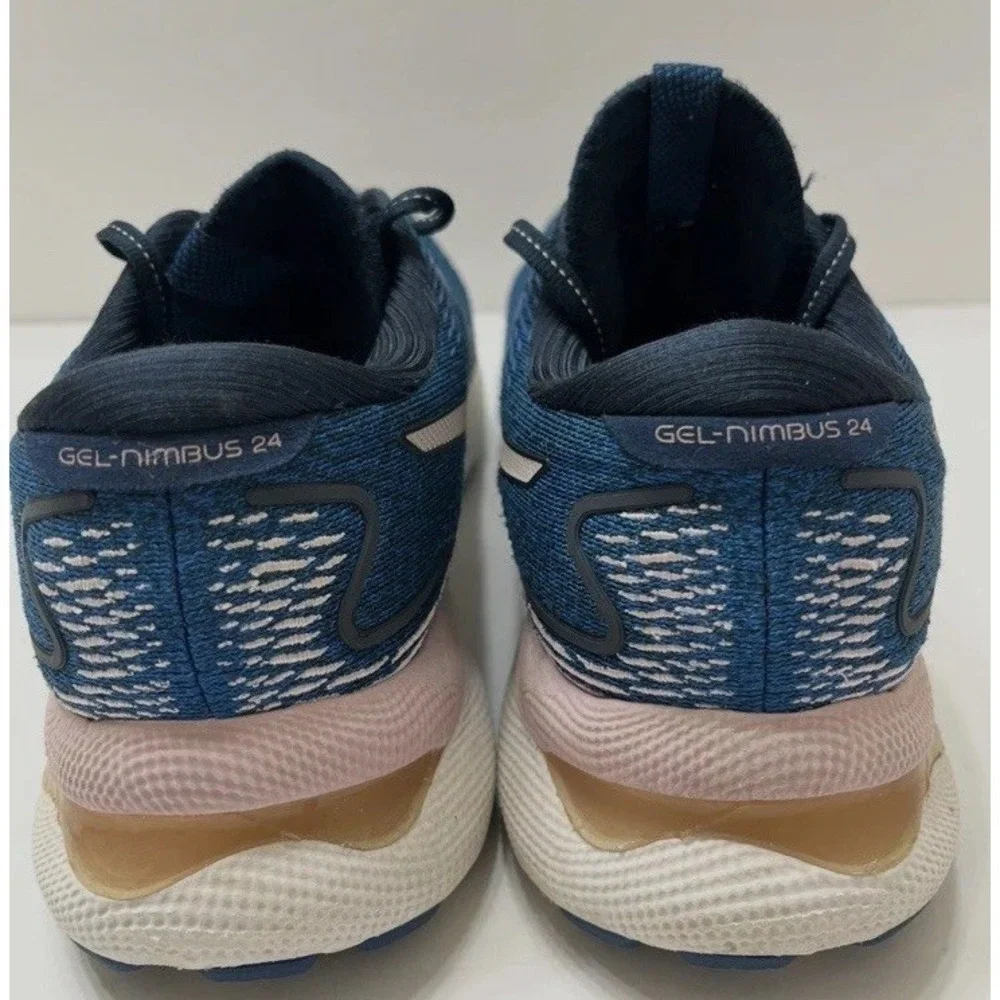 ASICS Gel-Nimbus 24 Running Shoes French Blue Barely Rose Women's 8